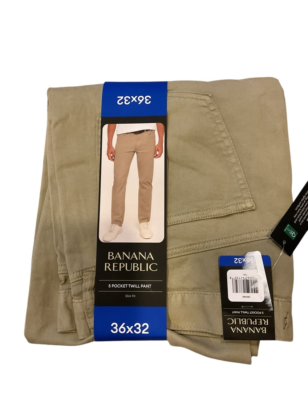 Banana Republic Mens 5 Pocket Twill Pant Slim Fit Tan Khaki 36x32 NWT 1967449